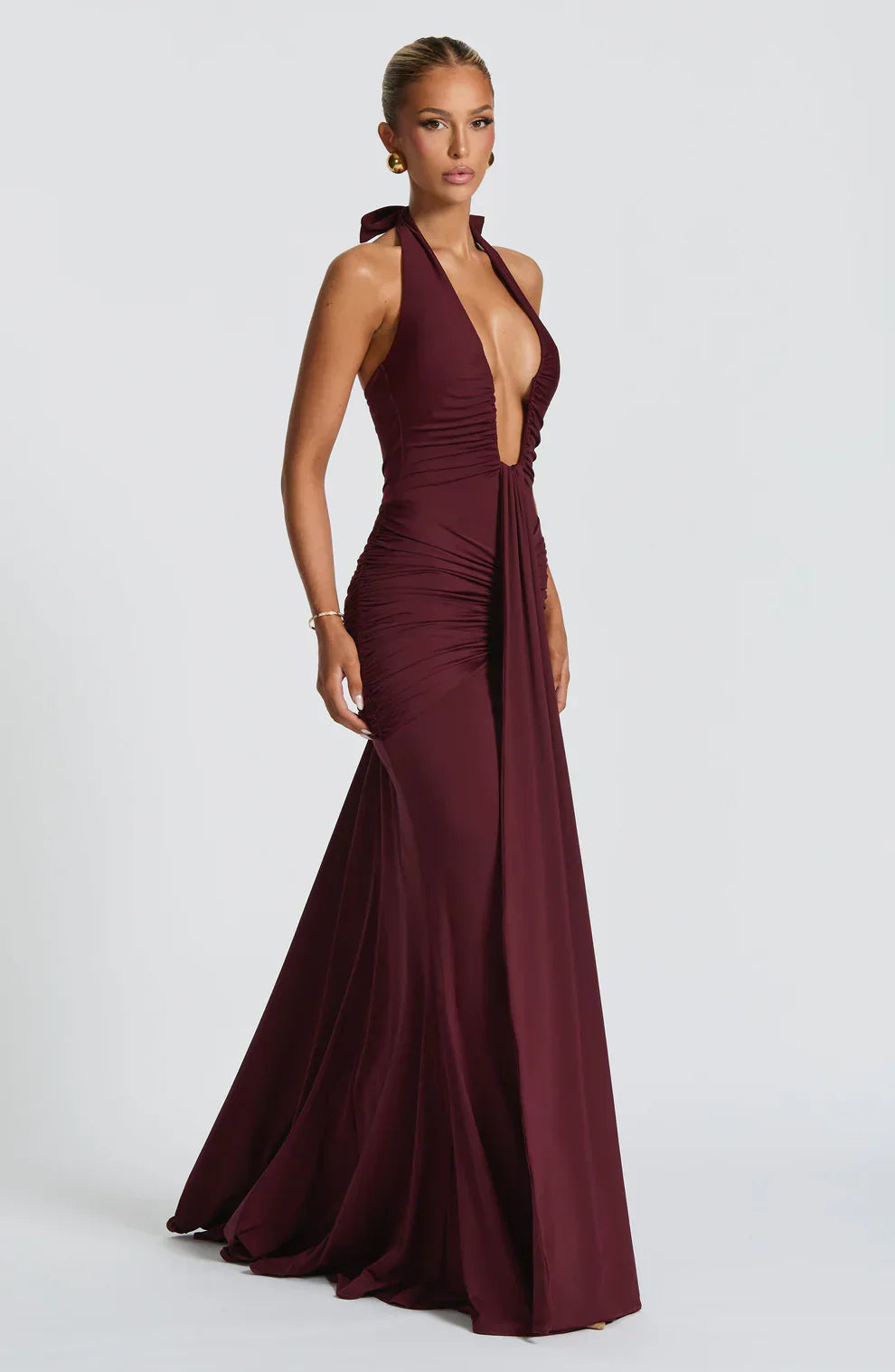 BÉLLEBOUTIQUE Draped Jersey Maxi Dress