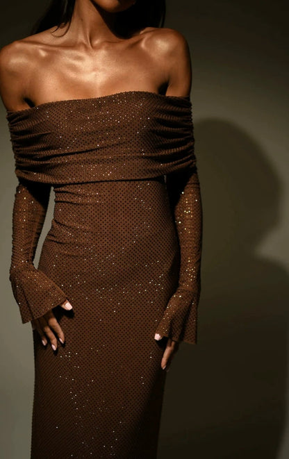 Französisches Maxi Glitzer Kleid